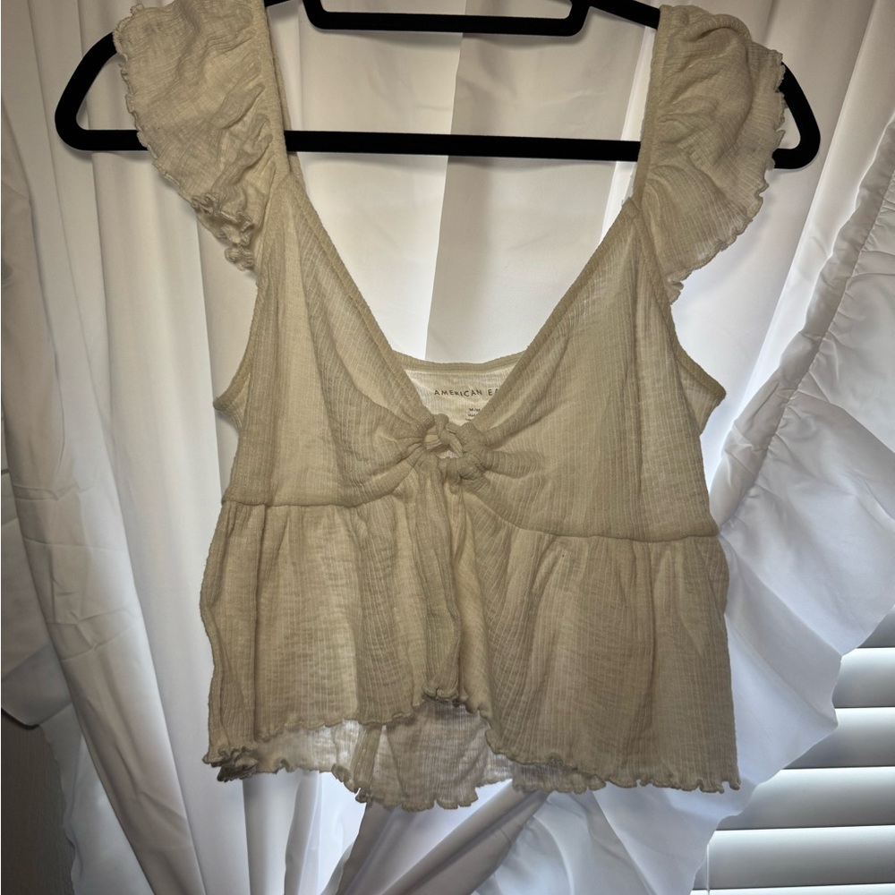 American Eagle Outfitters Cream Textured Top
